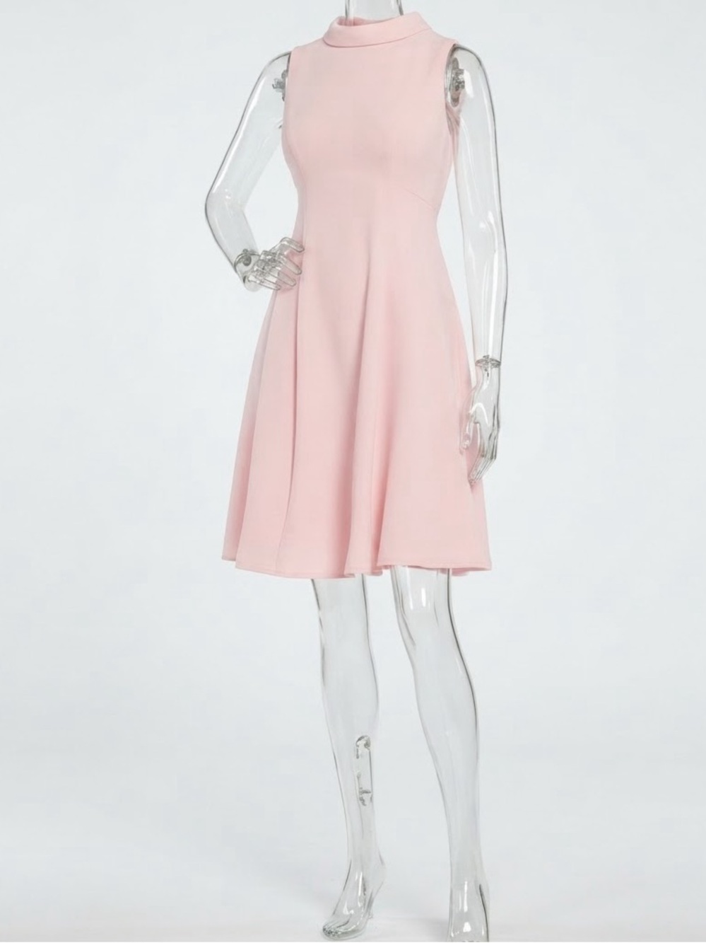 London Style Collection Blush Pink A-Line Cowl Neck Zip Dress Size 12